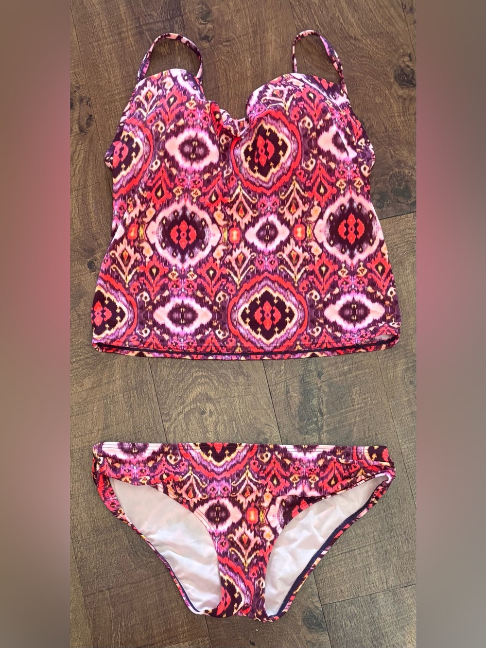 Victoria’s Secret 2 two piece patterned tankini bathing swim suit 34D/medium - Picture 2 of 9